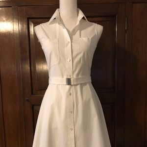 THEORY  WHITE 100% COTTON SLEEVELESS DRESS $85.00